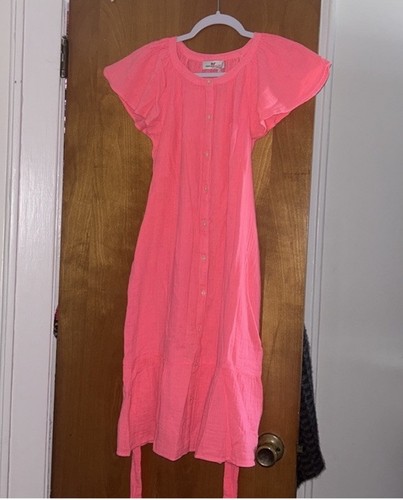 NWT Womens Vineyard Vines Double Gause Shirt Dress S Neon Rosa - photo 4