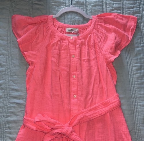 NWT Womens Vineyard Vines Double Gause Shirt Dress S Neon Rosa - photo 5
