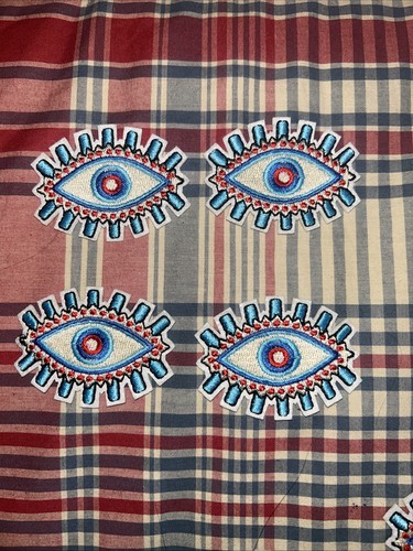 Set Of 4 EVIL EYE IRON ON PATCH 2" Small Embroidered Applique