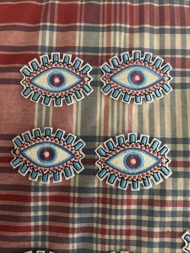 Set Of 4 EVIL EYE IRON ON PATCH 2" Small Embroidered Applique - photo 2