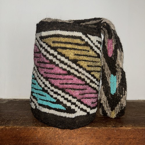Authentic Arhuaca Colombian Mochila Bag Virgin Wool Beaded