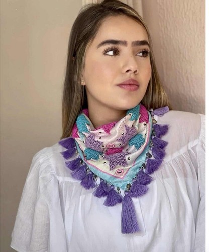 Embroidered Boho Western Bandana Modern Necklace Scarf - photo 2