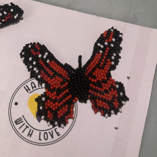 Beaded Butterfly Earrings Colombian Embera Handmade NEW. Red - photo 3