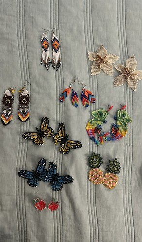 Beaded Butterfly Earrings Colombian Embera Handmade NEW. Red - photo 4