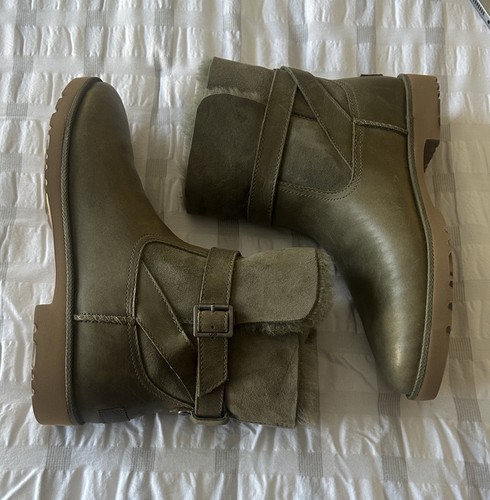 UGG Romely Buckle Boots Women's 9 Olive Green Leather Sheepskin - photo 2