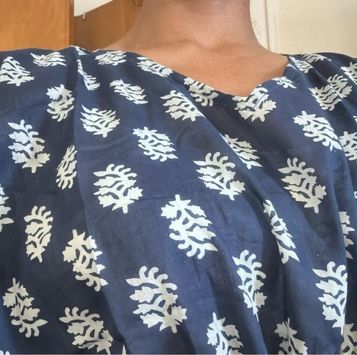 NWOT Floral hand Block Printed Long Kaftan Dress Blue Printed Ka - photo 2