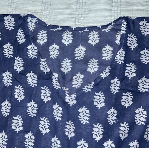 NWOT Floral hand Block Printed Long Kaftan Dress Blue Printed Ka - photo 3