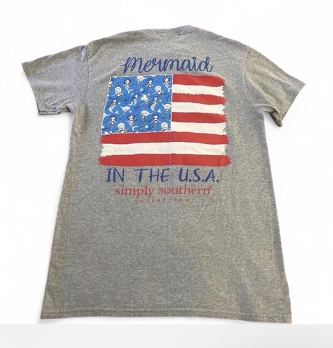 Simply Southern Patriotic Mermaid In The USA Women’s S Tee