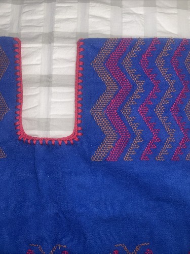 Handwoven Mexican Huipil Kaftan San Juan Colorado Blue - photo 4