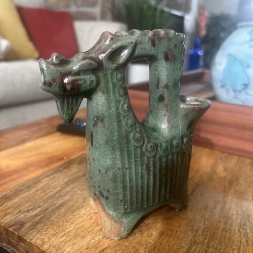 Collectible Vintage Pottery Dragon Beast Aquamanile Pitcher 6 In - photo 3