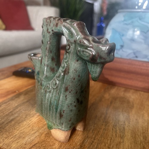Collectible Vintage Pottery Dragon Beast Aquamanile Pitcher 6 In - photo 5