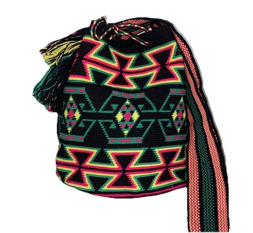 Authentic 100% Wayuu Mochila Colombian Bag Large Black