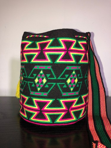 Authentic 100% Wayuu Mochila Colombian Bag Large Black - photo 4