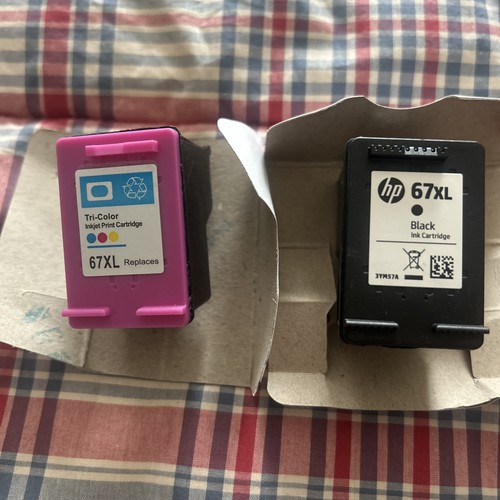 HP 67 XL Genuine Black And Generic Tri Color Ink Cartridges Empt