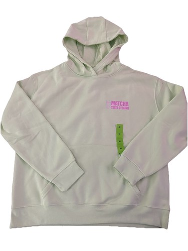 NWT Primark hoodie Matcha State of Mind graphic print M Light Gr