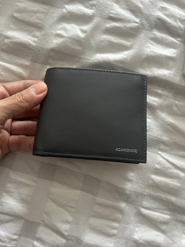 Men's Grey Authentic Leather Wallet with ID Window and Box - photo 2