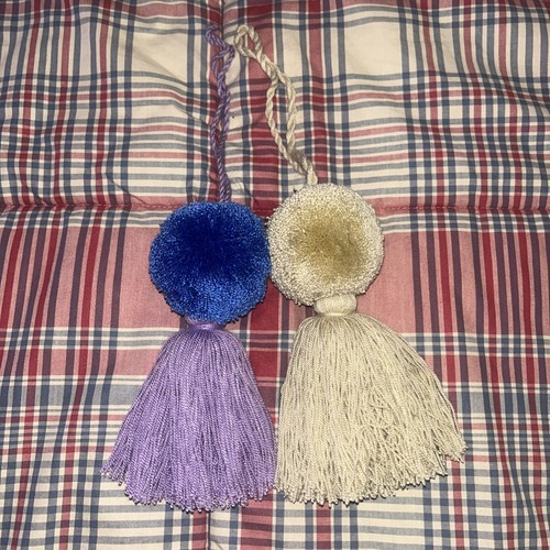 2 Pcs Wayuu Colorful Pom Pom Tassel Bag Charms (Set #1)