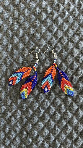NEW Native American Style Earrings Boho Multi Color Feathers