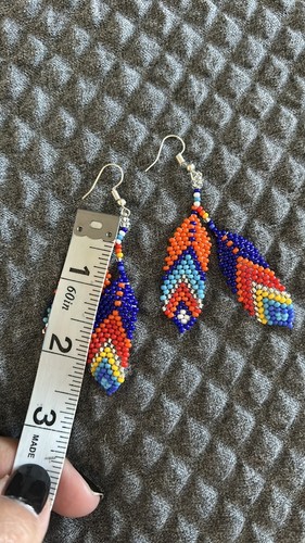 NEW Native American Style Earrings Boho Multi Color Feathers - photo 3