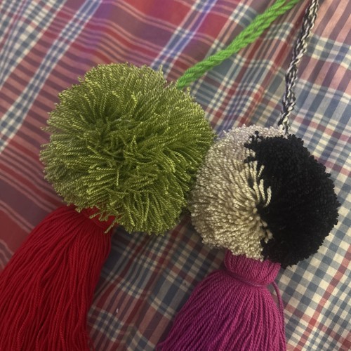 2 Pcs Wayuu Colorful Pom Pom Tassel Bag Charms (Set #4) - photo 2