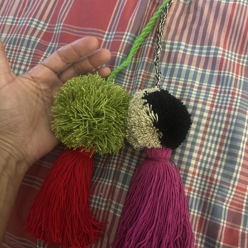 2 Pcs Wayuu Colorful Pom Pom Tassel Bag Charms (Set #4) - photo 5