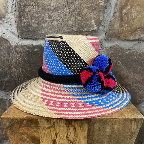 Colombian Wayuu Handwoven Straw Panama Hat Multicolors