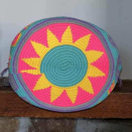 Authentic Wayuu Mochila Colombian Large Crossbody Neon Bag - photo 5