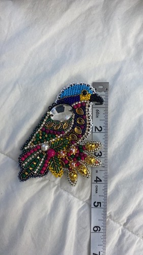 Beautiful Colorful Tropical Bird Brooch Handmade Beaded Pin - photo 4