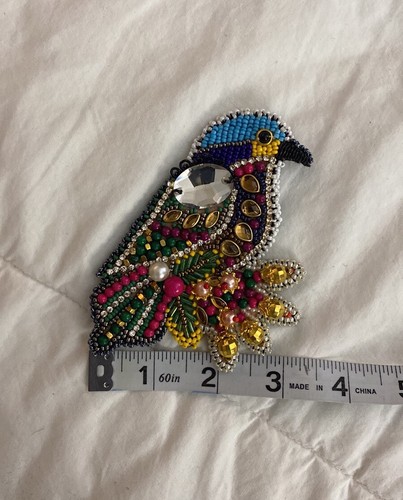 Beautiful Colorful Tropical Bird Brooch Handmade Beaded Pin - photo 5