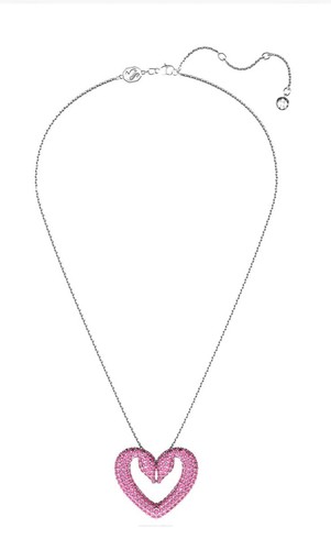 Swarovski Sublima Pink Crystal Heart Swan Necklace - photo 2
