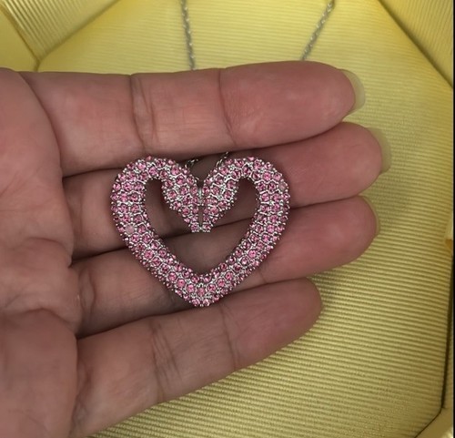 Swarovski Sublima Pink Crystal Heart Swan Necklace - photo 3