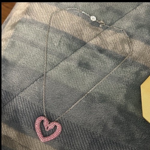 Swarovski Sublima Pink Crystal Heart Swan Necklace - photo 4