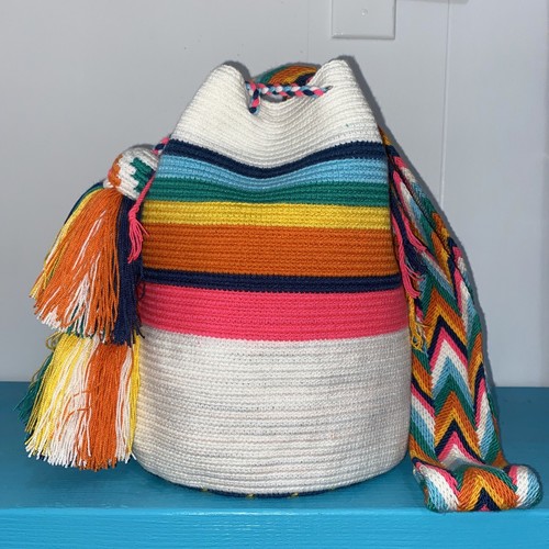 Authentic Wayuu Mochila Colombian Bag Large Striped Rainbow - photo 2
