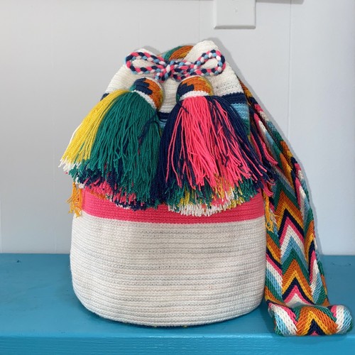 Authentic Wayuu Mochila Colombian Bag Large Striped Rainbow - photo 3