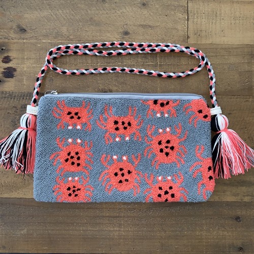 Authentic Wayuu Crossbody Clutch Bag Medium Summer Crabs