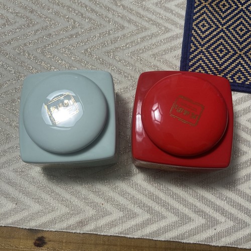 Set Of 2 Mint / Red Gold Flower Asian Ceramic Tea Canister - photo 4