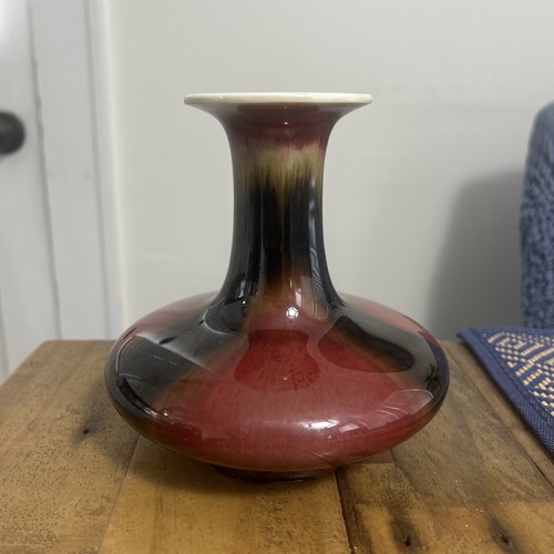 VTG Chinese Sang De Boeuf Flambé Craquelure Porcelain Vase - photo 2