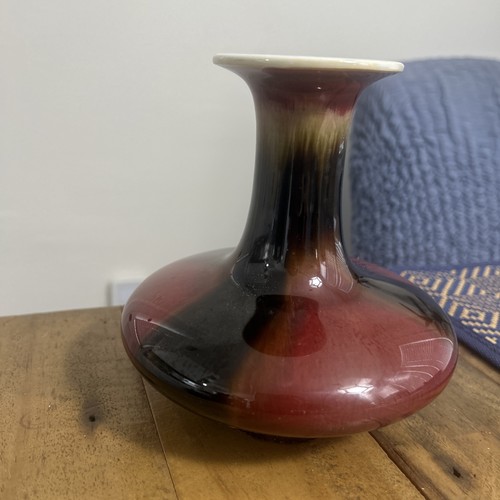 VTG Chinese Sang De Boeuf Flambé Craquelure Porcelain Vase - photo 3