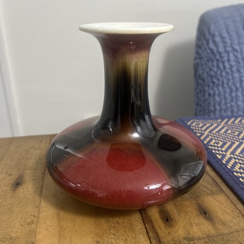 VTG Chinese Sang De Boeuf Flambé Craquelure Porcelain Vase - photo 4