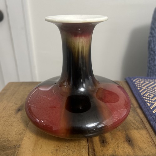 VTG Chinese Sang De Boeuf Flambé Craquelure Porcelain Vase - photo 5