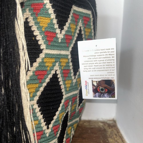 Authentic Wayuu Mochila Colombian Bag Large Black Multicolor - photo 4