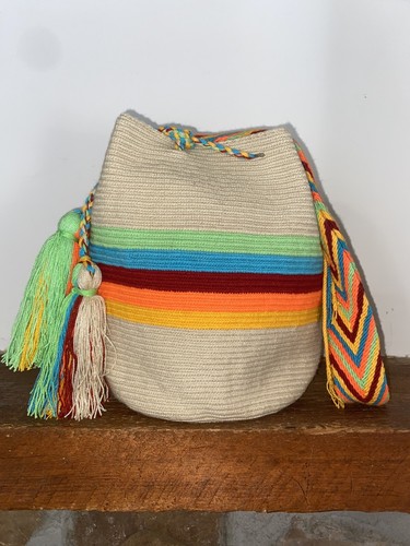 Authentic Wayuu Mochila Colombian Bag Medium Crossbody Beige - photo 2