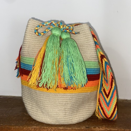 Authentic Wayuu Mochila Colombian Bag Medium Crossbody Beige - photo 3