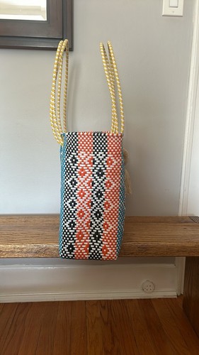 Multicolor mexican recycled plastic tote bag With Pom Pom Charm - photo 4