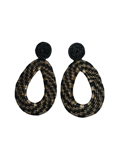 Wounaan Handwoven Werregue Palm Oval Drop Earrings