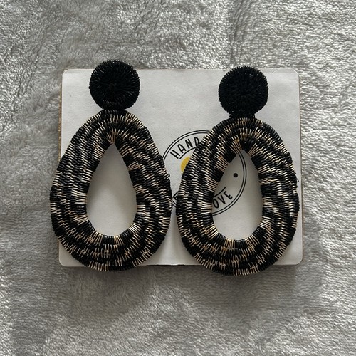Wounaan Handwoven Werregue Palm Oval Drop Earrings - photo 2