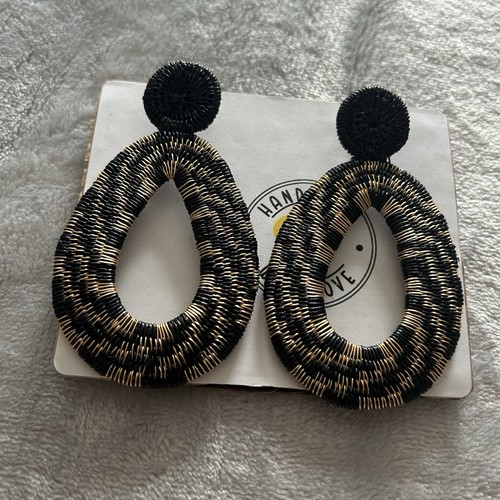 Wounaan Handwoven Werregue Palm Oval Drop Earrings - photo 3