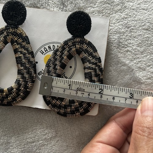 Wounaan Handwoven Werregue Palm Oval Drop Earrings - photo 5
