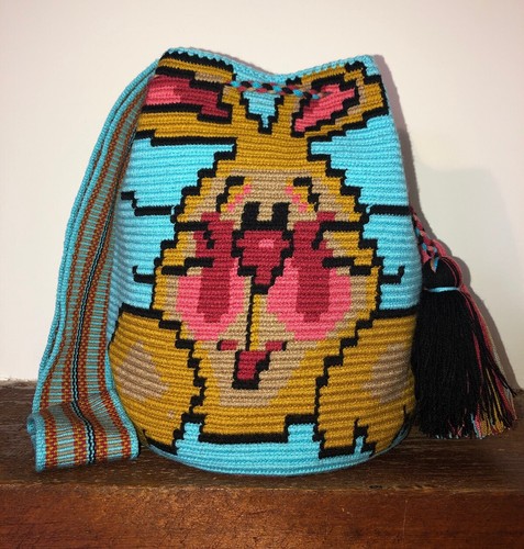 Authentic Wayuu Mochila Colombian Bag Large Rabbit Bunny