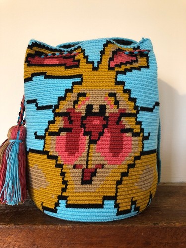 Authentic Wayuu Mochila Colombian Bag Large Rabbit Bunny - photo 4